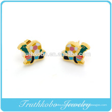 Fashion 18K Gold Plating Stainless Steel Cute Colorful Enamel Sea Turtle Tortoise Stud Earrings Made In China
